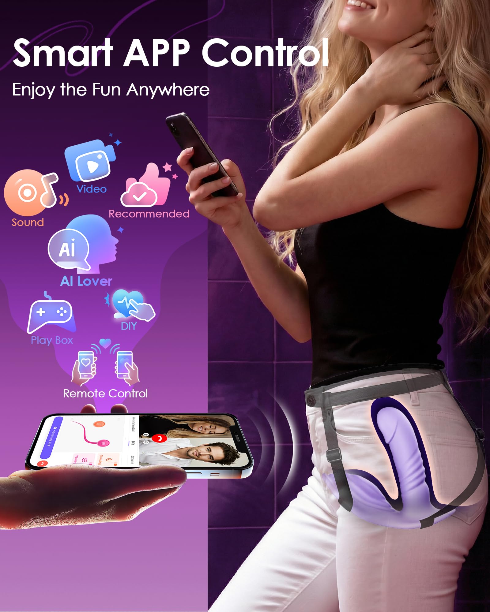 Vibrador para el punto G con mando a distancia y diseño anatómico de 9 modos, fabricado en silicona, resistencia al agua IPX7, base ancha, color lavanda