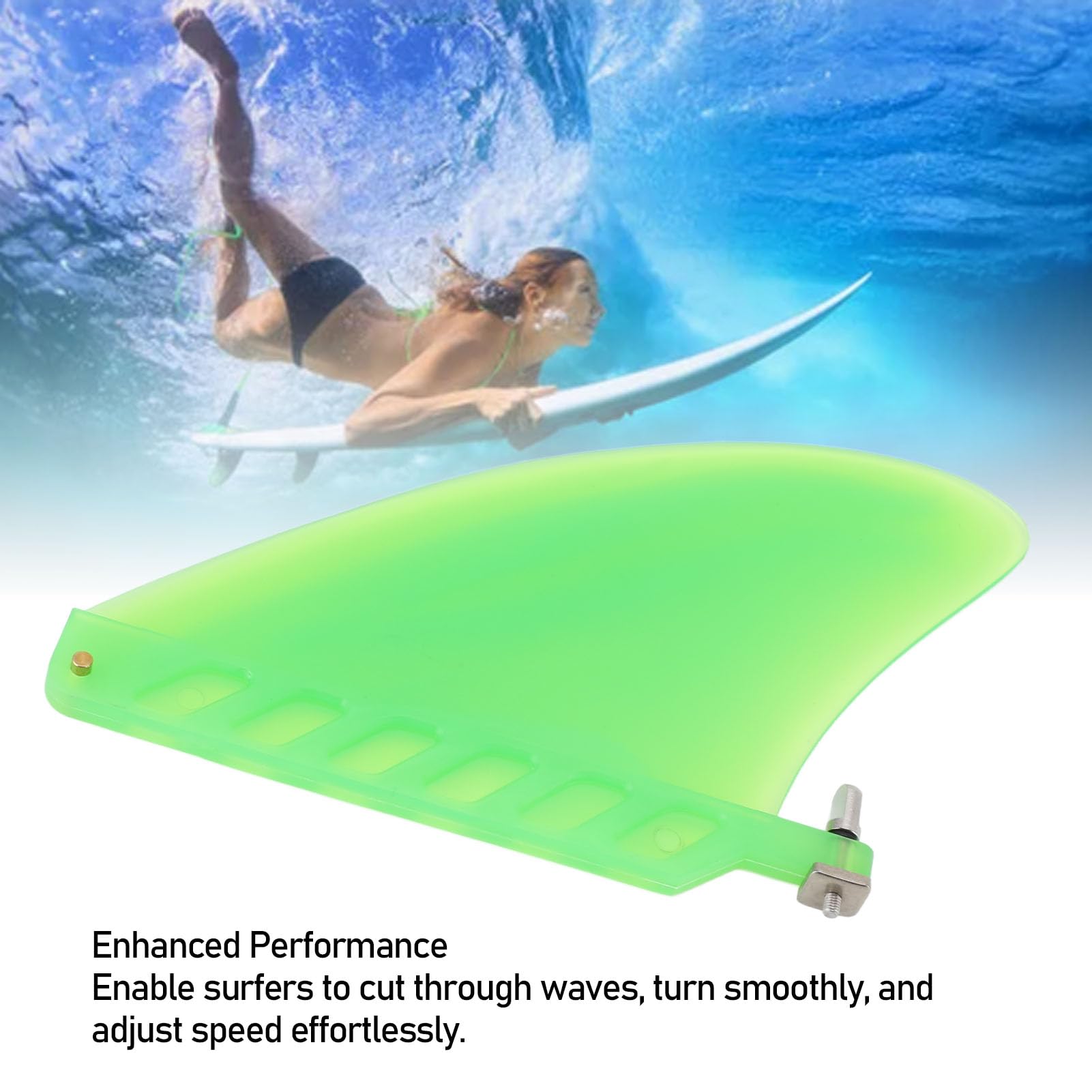 Cffuvros 4.6in Paddle Board Fin Replacement, TPU Lightweight Surfboard Fins with Enhanced Control Stylish Design, Compatible with Longboard Stand Up Paddleboards (Green)
