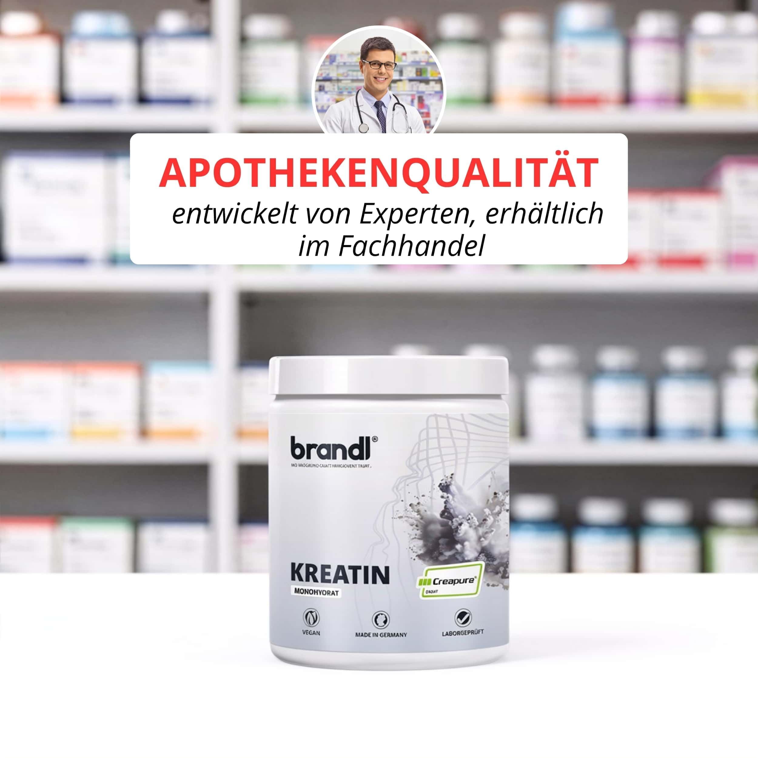 Kreatin Pulver Monohydrat CREAPURE 500g – 100% made in Germany – vegan, perfekte Löslichkeit & unabhängig laborgeprüft – Creatin/Kreatinpulver für Männer & Frauen ohne Zusatzstoffe von brandl