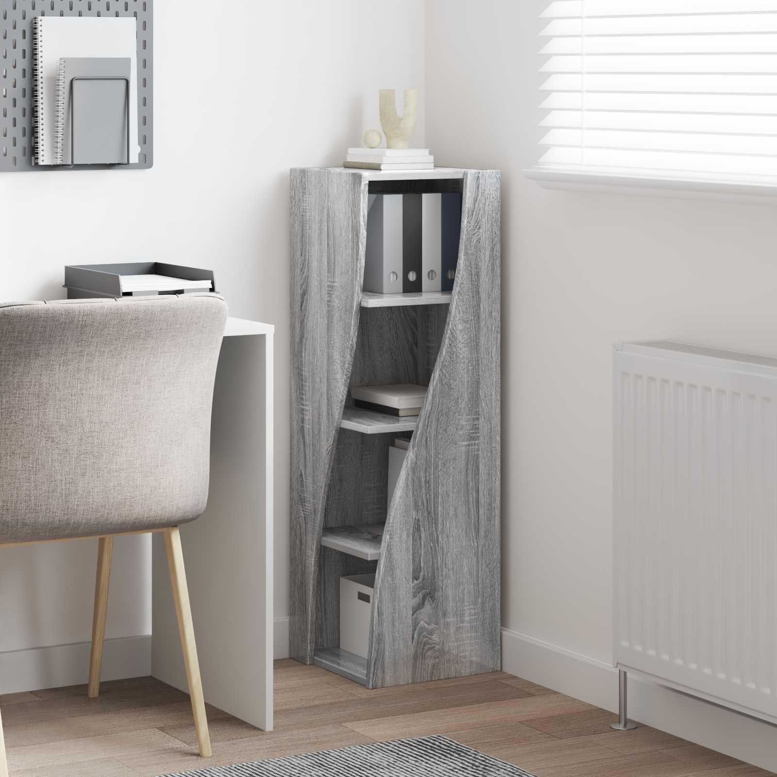 Eckschrank, 32 x 32 x 102 cm, technisches Holz, Sonoma-Grau