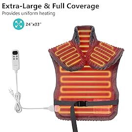 CAROMIO Heating Pad for Back Pain Relief, Neck and Shoulders Electric Heating Pads Large Size, Full Body Back Heat Pad with Auto Shut Off, Fast Heating and 6 Heat Settings (Grey, 33x24)