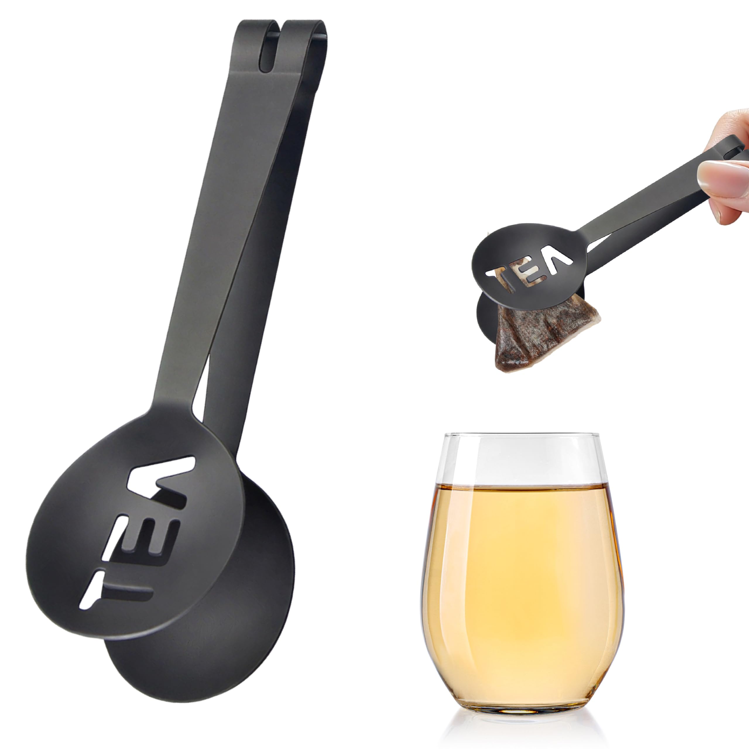 bonVIVO Tea Bag Squeezer Tongs Stainless Steel Tea Bag Strainer Spoon