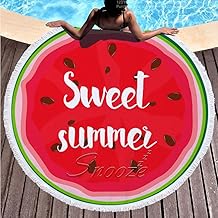 سجادة شاطئ بتصميم على شكل بطيخ من سنوز، مقاس 1.4 م × 1.4 م