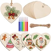 Vista 8 de 60 piezas de corazón de madera natural de 3 pulgadas para manualidades, rebanada de madera sin terminar, adornos de corazón de madera preperforados