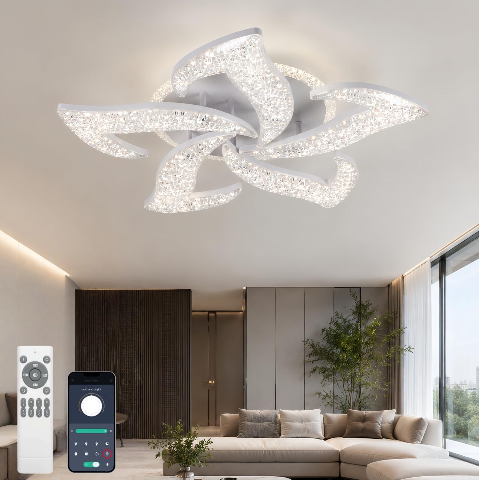 GJZF Modern LED Ceiling Light Dimmable 65W,Ceiling Lamp for Living Room