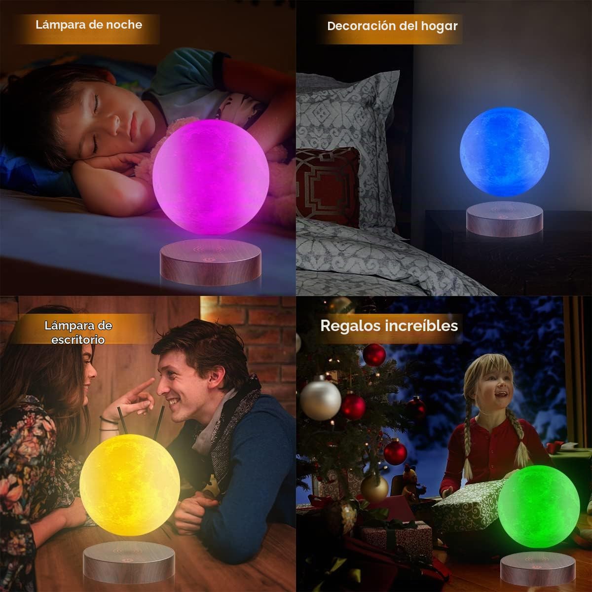 Lámpara lunar levitante, luz nocturna flotante y giratoria con brillo ajustable, ideal para regalos únicos, decoración de habitaciones y juguetes tecnológicos para el escritorio de la oficina