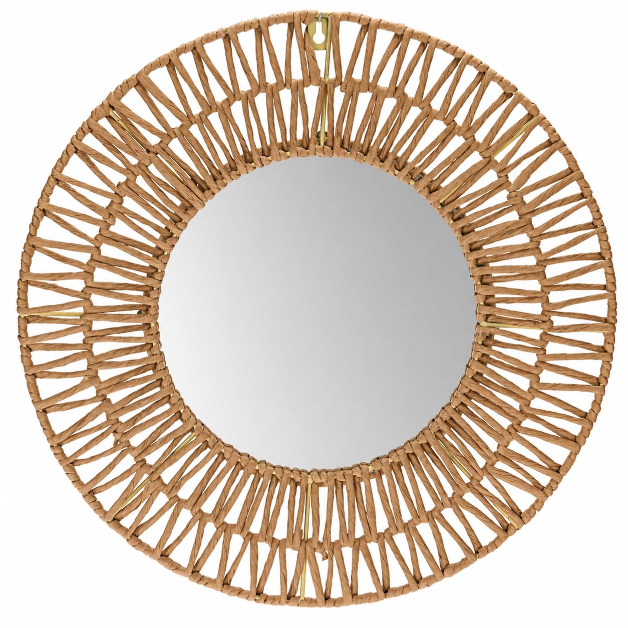 Muddy Hands Natural Seagrass Wall Mirror, Round Woven Boho Decorative Mirror, Handmade Style Coastal Rustic Wall Décor for Bedroom, Living Room, Hallway, Bathroom & Dressing Area, 45cm