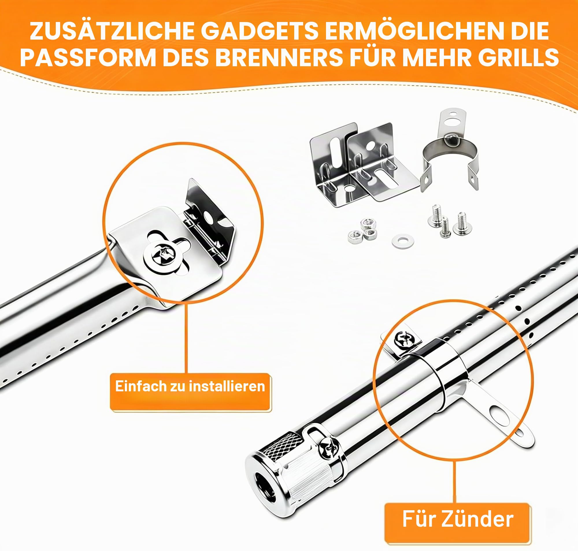 GFTIME 31-44cm Universal Brenner Ersatzteile für Landmann, Tepro, Enders, Campingaz, Master Forge, Perfect Flame, Uniflame Lowes Gasgrills, Edelstahl Rohrbrenner Zubehör, 3 Stück
