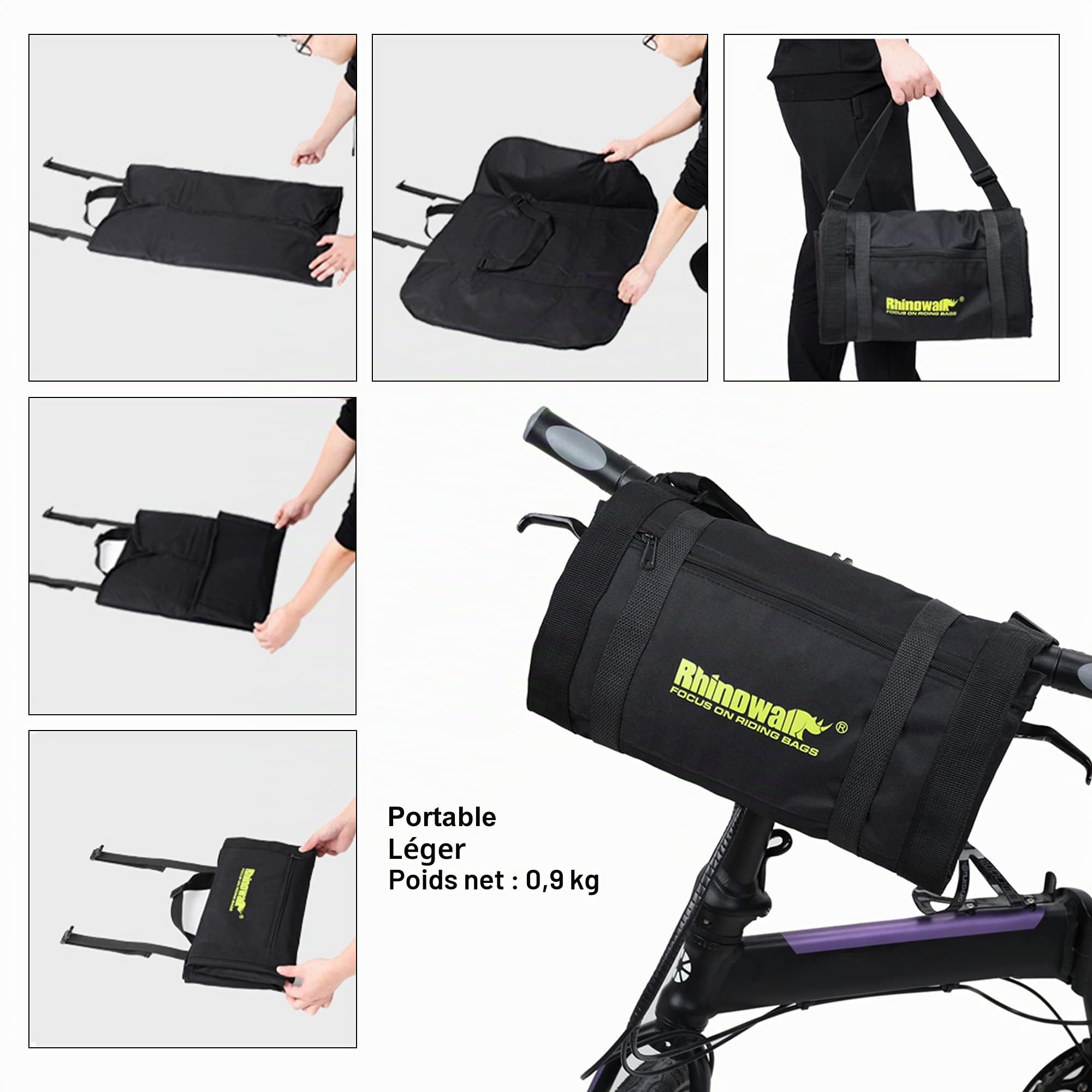 Rhinowalk Sac de vélo pliable pour vélos pliables de 50,8 cm - Étanche - Sac de transport pour vélo d'extérieur - Pour voiture, train, voyage en avion - Noir - 50,8 cm, Noir 50,8 cm, 83 x 33 x 69 cm,
