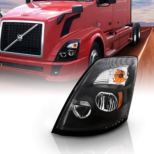 Miniatura 7 de AmeriLite Lateral Pssenger para Volvo 2004-2018 VNL y 2015-2018 VNX Negro 6000K Extreme LED High Low Beam Faros de repuesto