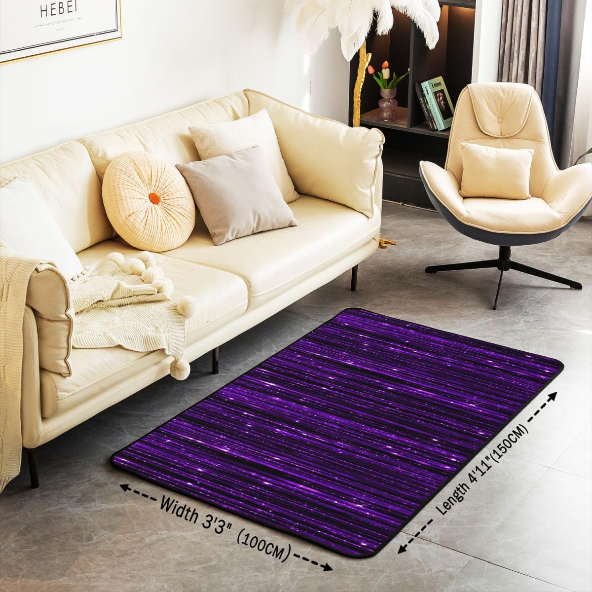 Loussiesd Fioletowy dywan ombre 100 * 150 cm poliester
