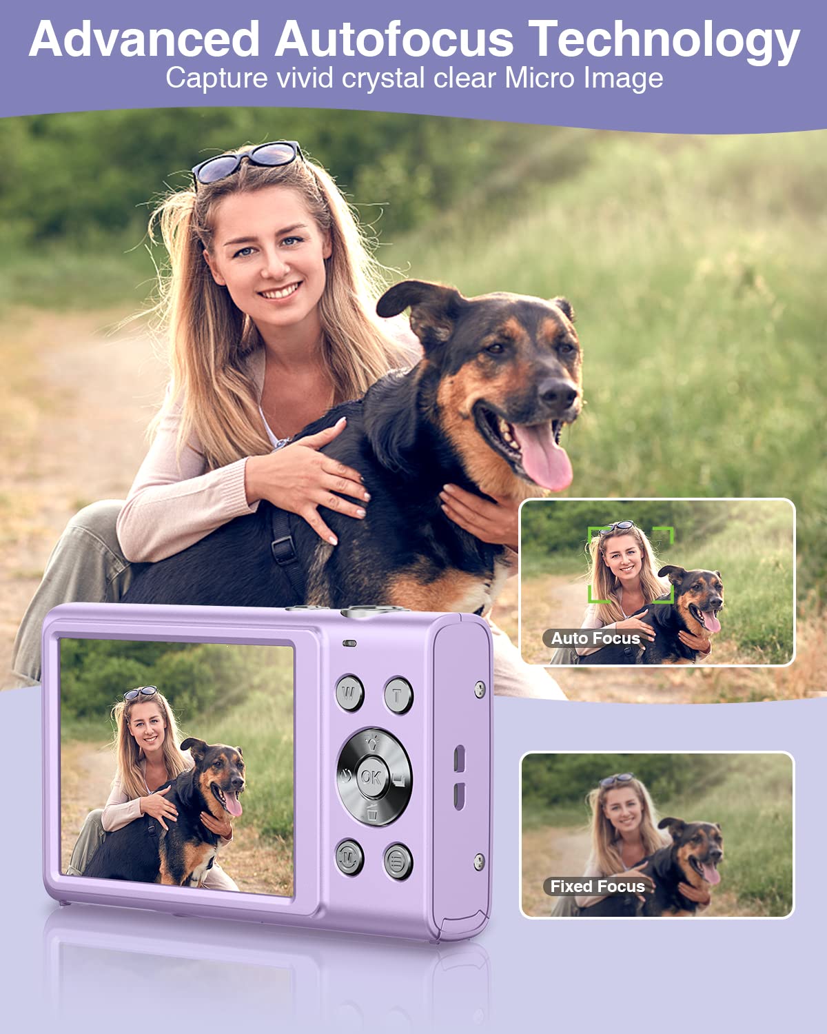 Digitale camera, 1520p Autofocus Compacte Camera FHD 48MP Fotocamera, Vlogging Camera met 2,8 inch scherm, 32 GB Geheugenkaart, 16X Digitale Zoom, Draagbare Mini Camera voor Kinderen, Tieners