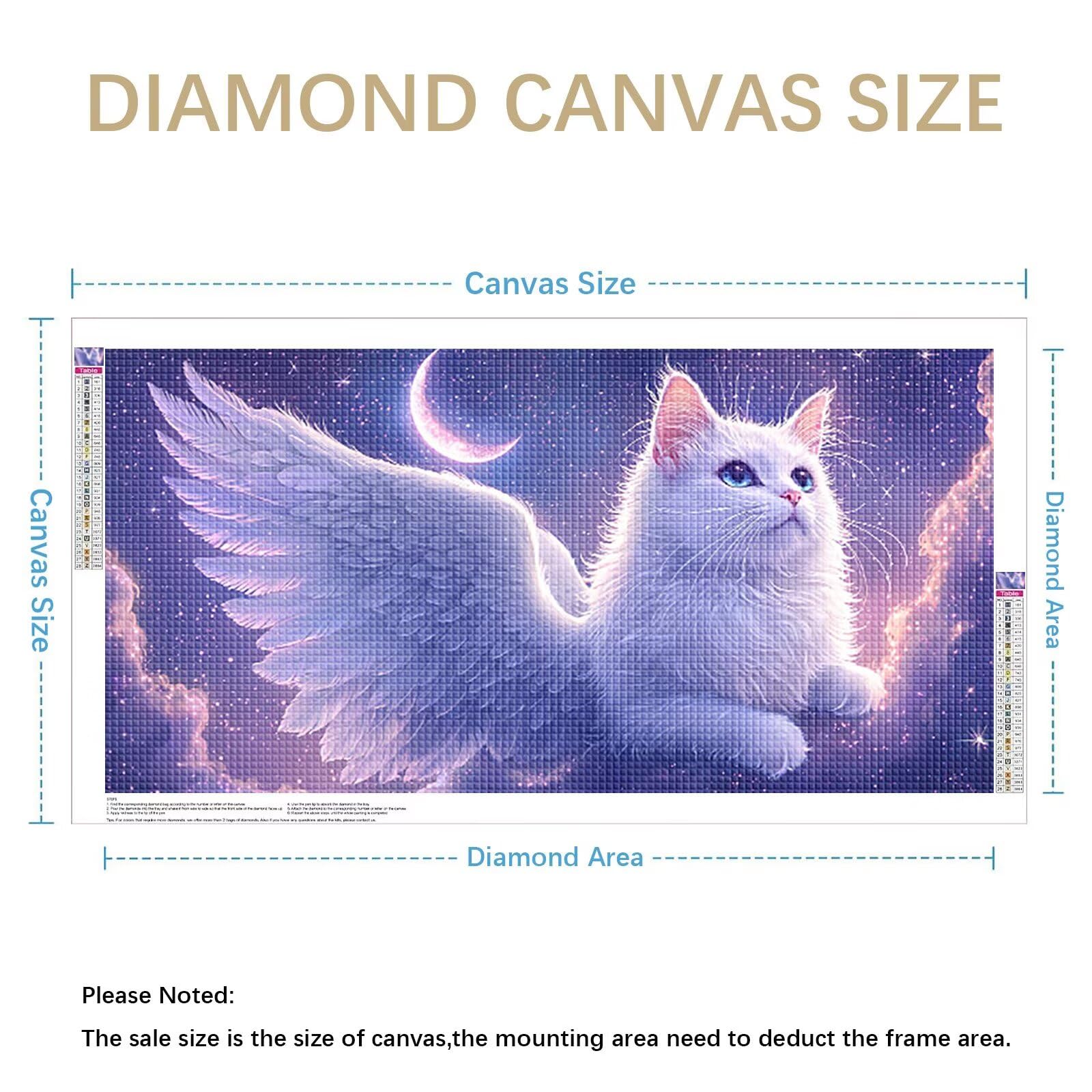 Diamond Painting Adultos Ángel Pintura Diamante, Gato Diamond Painting 5D Completo, DIY Cuadrado Cristal Bordado Punto de Cruz Cuadros de Diamantes para Decoracion Hogar, Regalo Mujer 200x100cm 0J-40