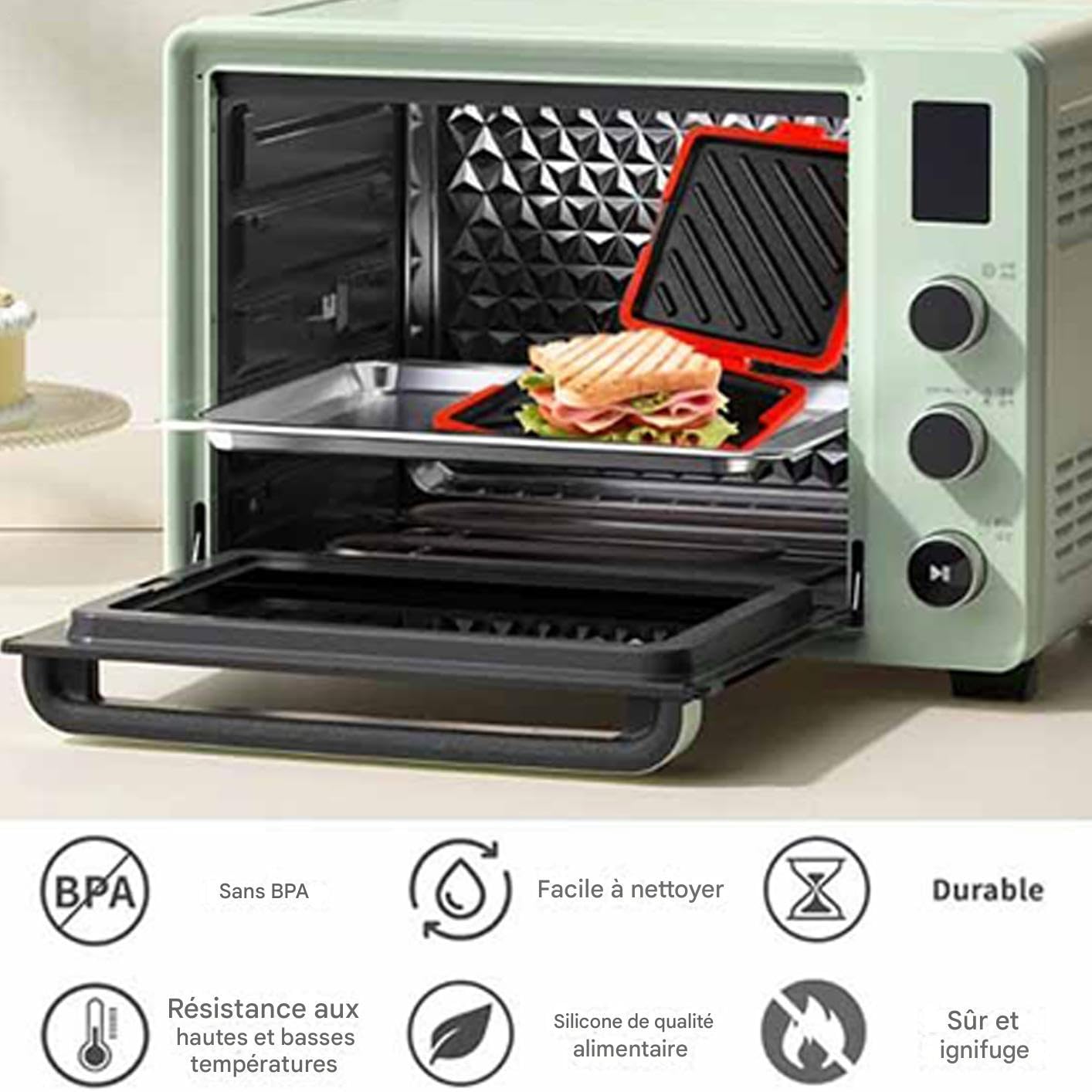 Grille-Sandwich - Préparateur De Sandwich Grillé Au Fromage - Presse pour Préparer des Snacks Grillés comme des Croque-Monsieur au Petit-Déjeuner