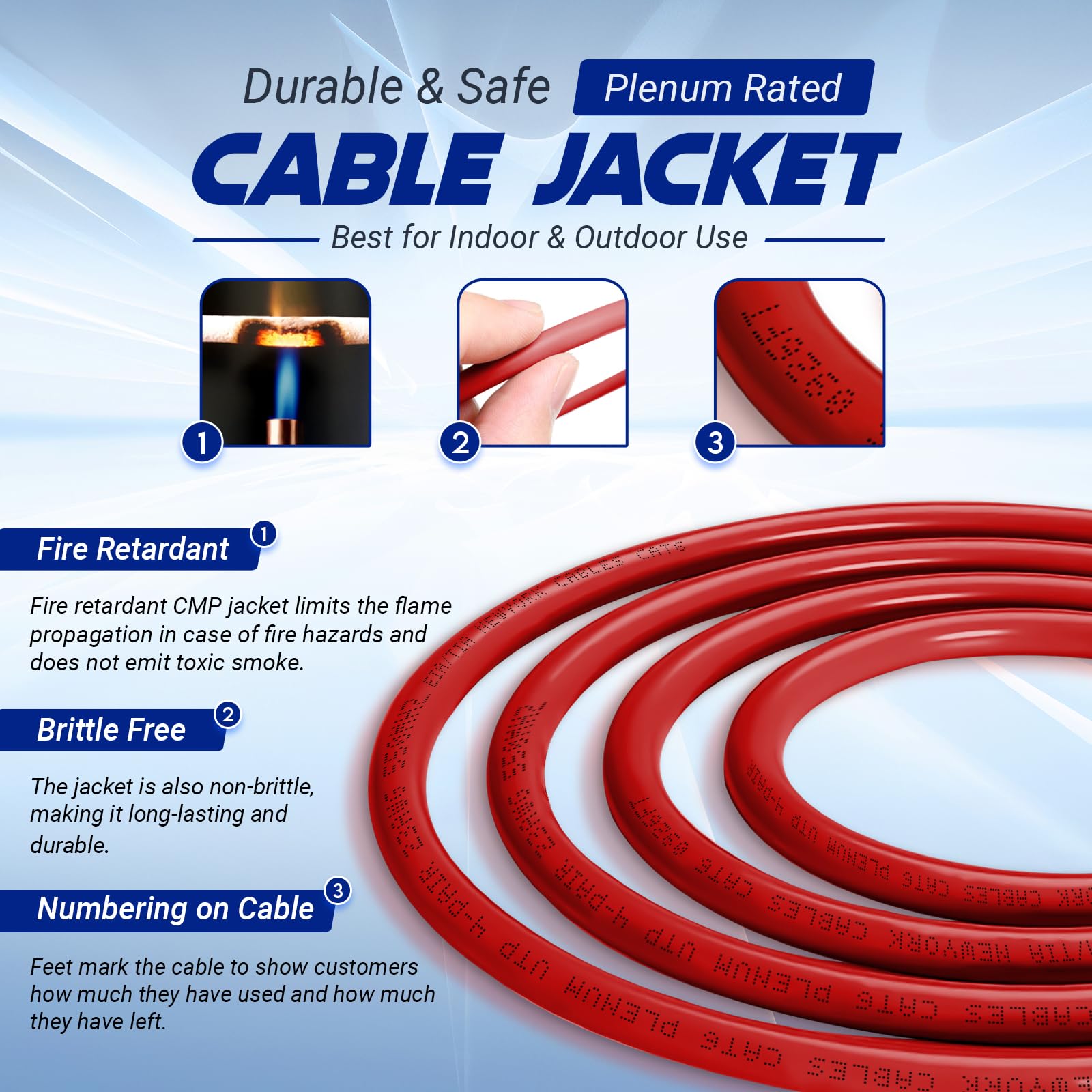 NewYork Cables | Cavo Plenum CAT6 304,8 m (CMP) | UTP, 550 MHz, 23AWG, 4 paia UTP 10 GB | Cavo Ethernet Bulk di qualità testata per reti e giochi (rosso)