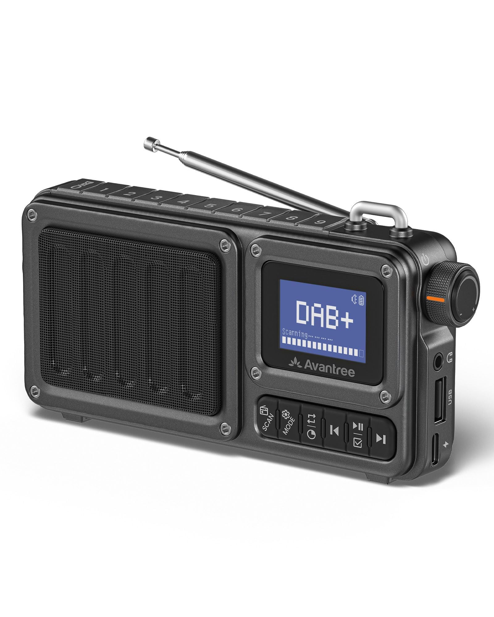 Avantree SP851 – Radio Numérique Portable Dab+/FM avec Bluetooth 6.0, Haut-Parleur Rechargeable, TF/USB, Écran LCD, Scan Auto & Lampe – Parfaite pour la Maison, la Cuisine & l’Extérieur