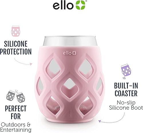 Miniatura 2 de Ello Juego de copas de vino sin tallo Cru con mangas de silicona