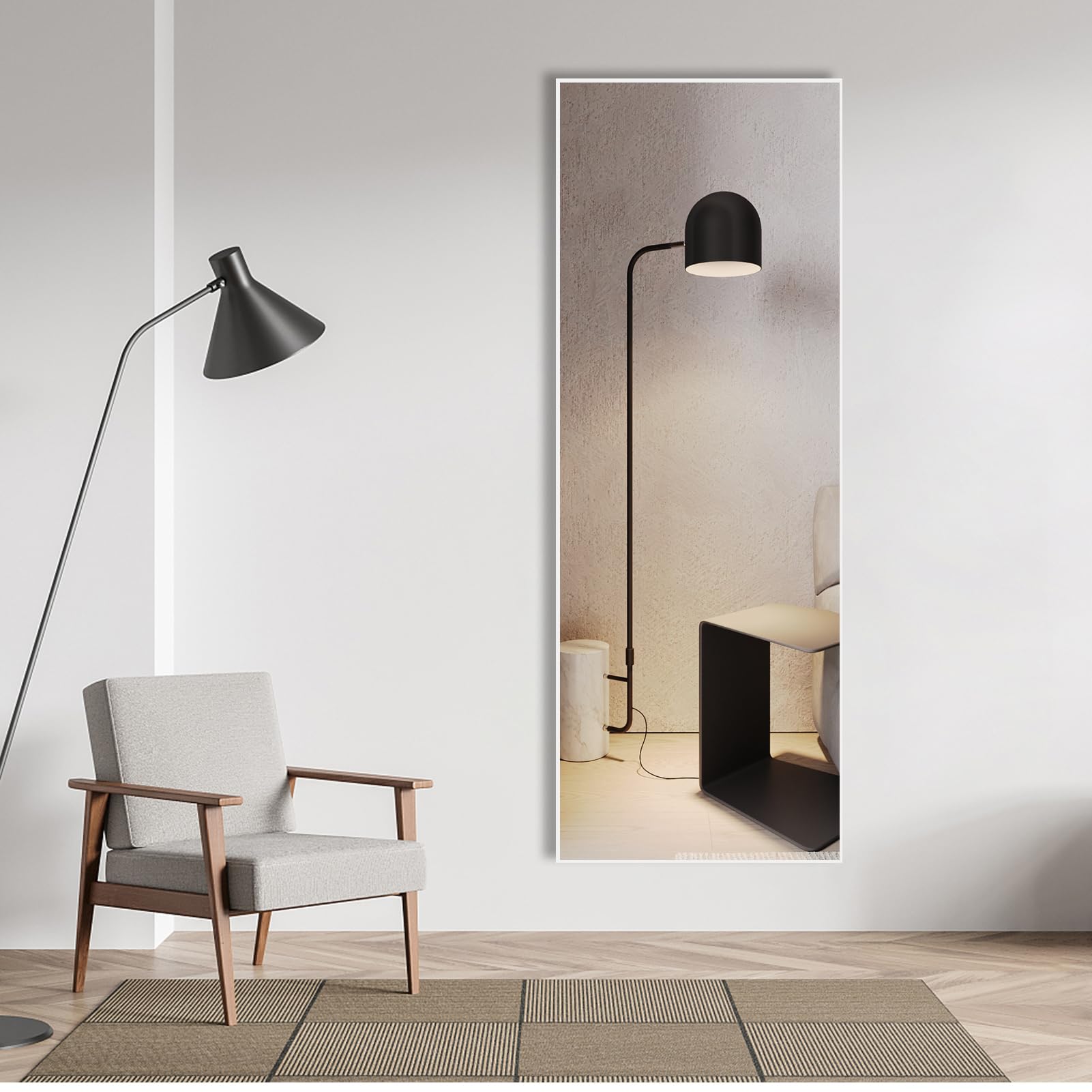 Espejo Cuerpo Entero 165x60cm,Espejos Marco Blanco, Espejo de Pie Cuerpo Entero o Espejos Grandes de Pared, Apto para Baño, Salon,Habitacion y Recibidor.