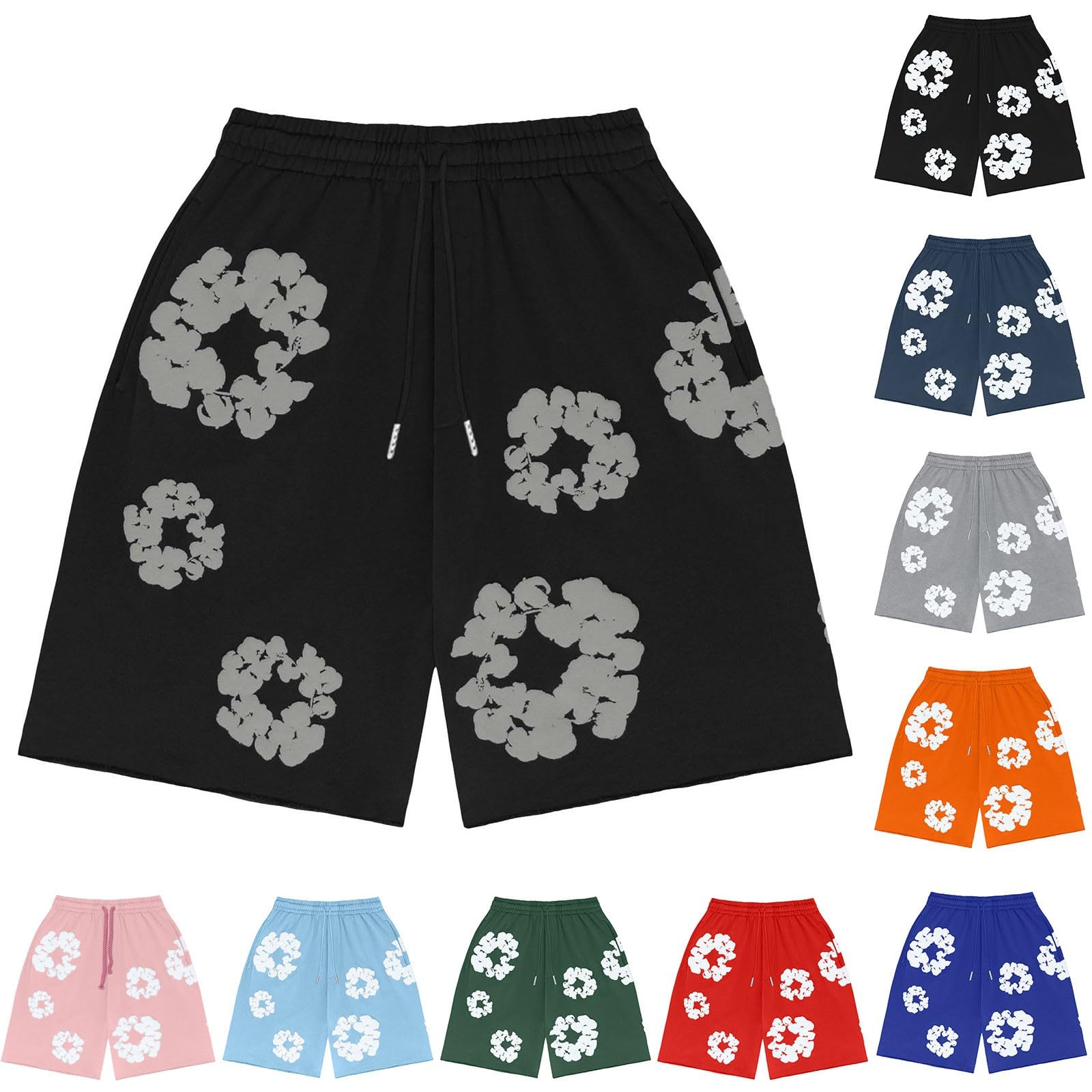 Men's Casual Shorts Floral Print Lightweight Cotton Shorts with Side Pockets Urban Y2K Style for Streetwear Beach or Sport - 3