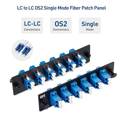 Miniatura 3 de Cable Matters Panel de conexión de fibra de modo único LC a LC OS2 de 12 fibras con 6 adaptadores de fibra óptica dúplex LCLC UPC - Compatible con
