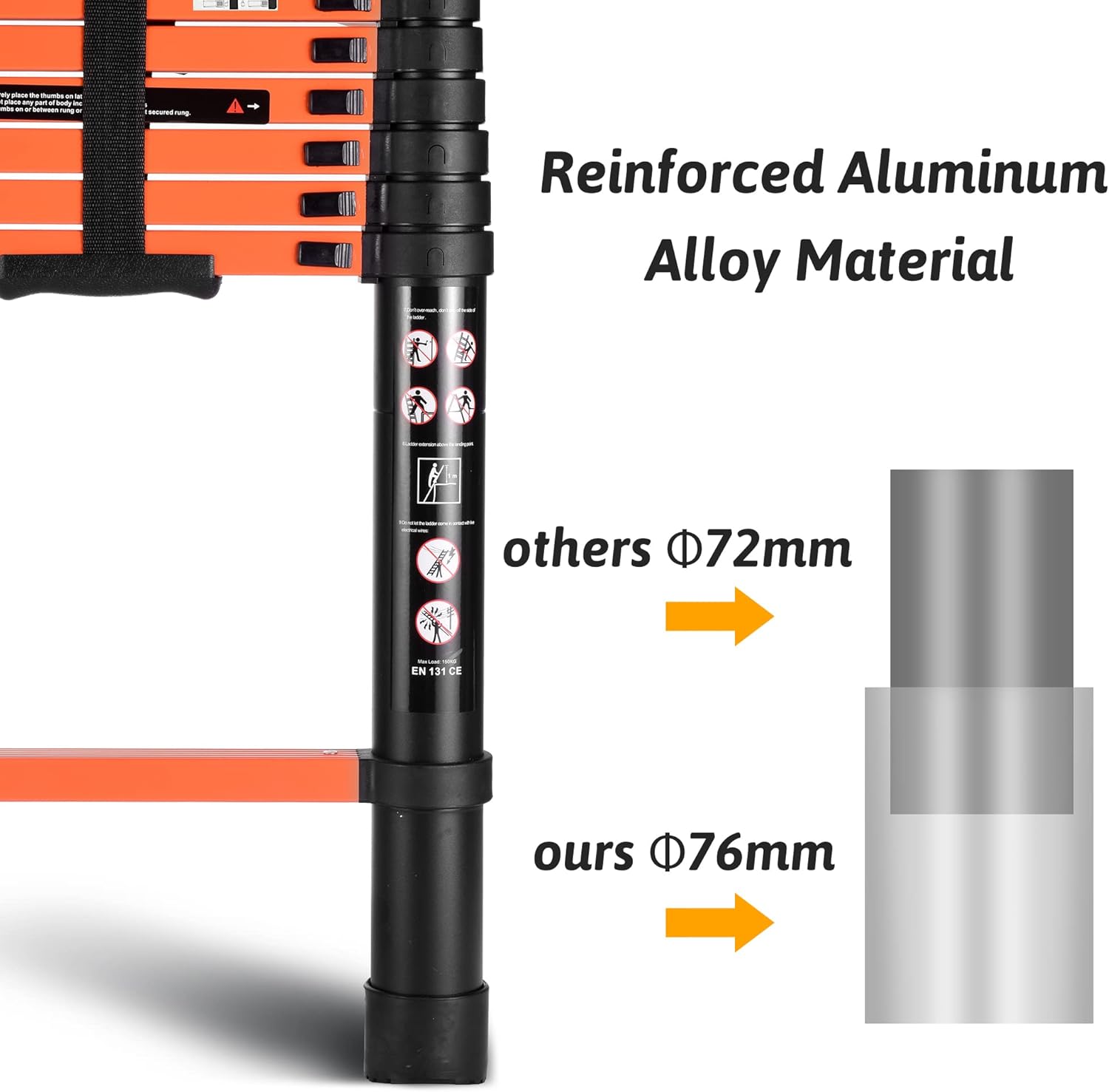 Telescoping Ladder, 12.5 FT Aluminum Telescopic Ladder, Portable Extension Folding Ladder, Multi-Purpose Compact Ladder for Household Or Outdoor Work, 330lbs Max Capacity - - 