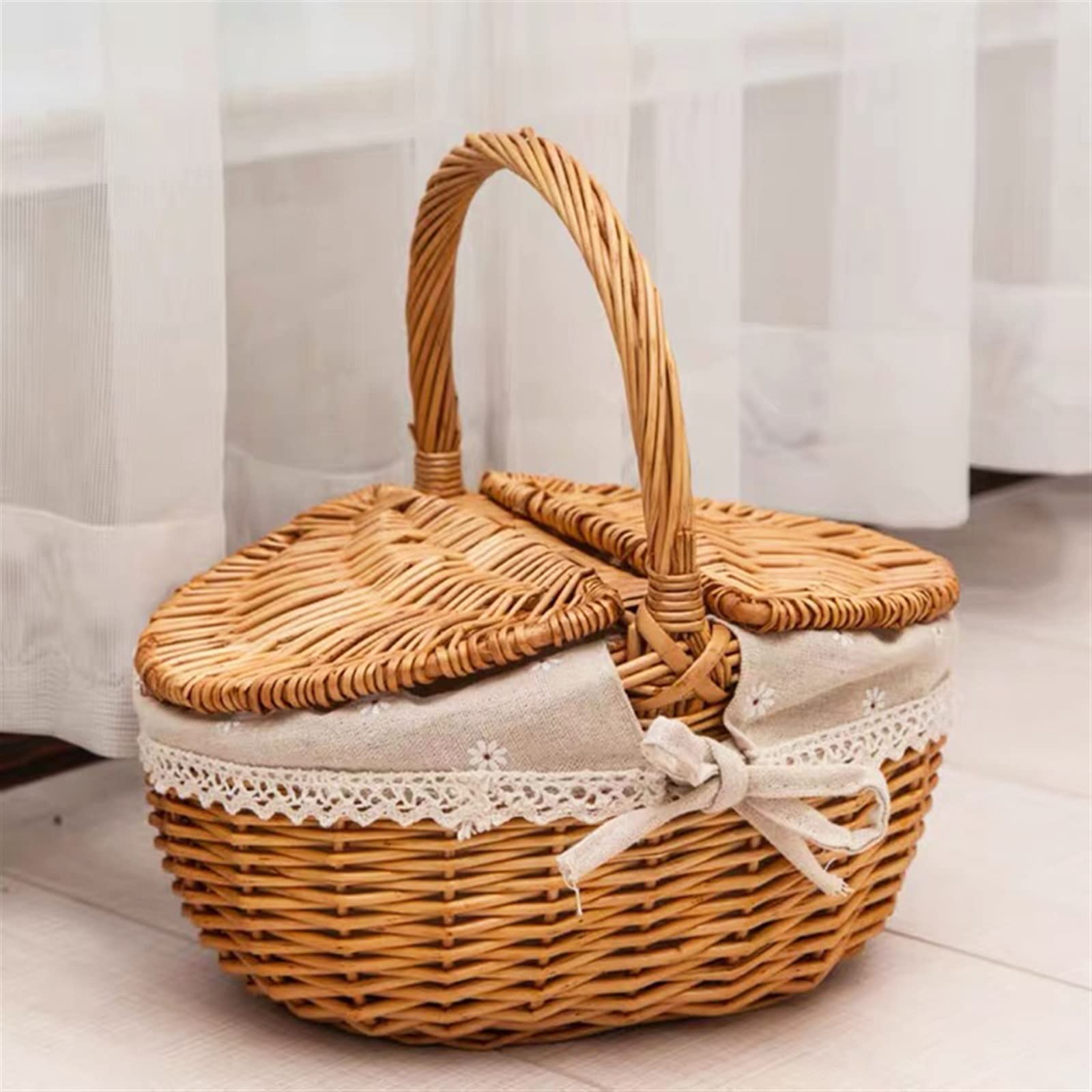 Panier de Pique-Nique, Petit Panier de Pique-Nique tissé à la Main, Panier de Rangement, Articles Divers Anglais, poignée Portable, Camping, Pique-Nique, pâtisserie, Panier de Rangement for Courses