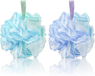 2 Pack Large Shower Lice 75g Soft Mesh Bath Sponges for Mild Exfoliation Body Scrub for Women and Men (Combination 1)