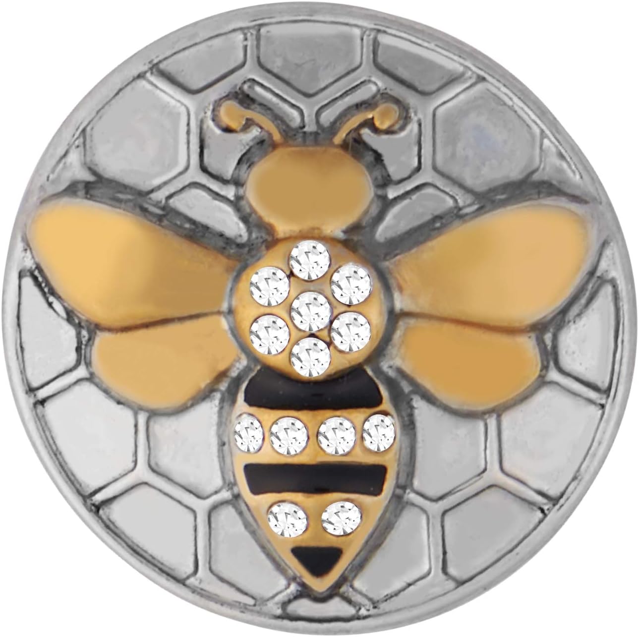 Ginger Snaps Honeycomb Bee - Mixed Metal Charm Accessory | Interchangeable, Customizable & Adjustable Snap Jewelry Collection | Button Charms for Necklaces, Bracelets & Rings | Standard Size | SN20-82