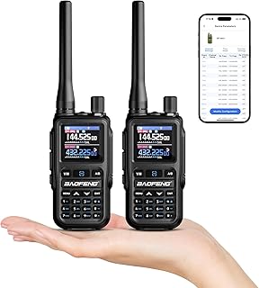 Baofeng GT-5R Mini 5W Radio portative Double Bande, Talkie-walkie UHF VHF Compact avec Programmation Via Application BT, 999 canaux, Double PTT, USB-C, Airband/FM, Lampe de Poche,2 Pack