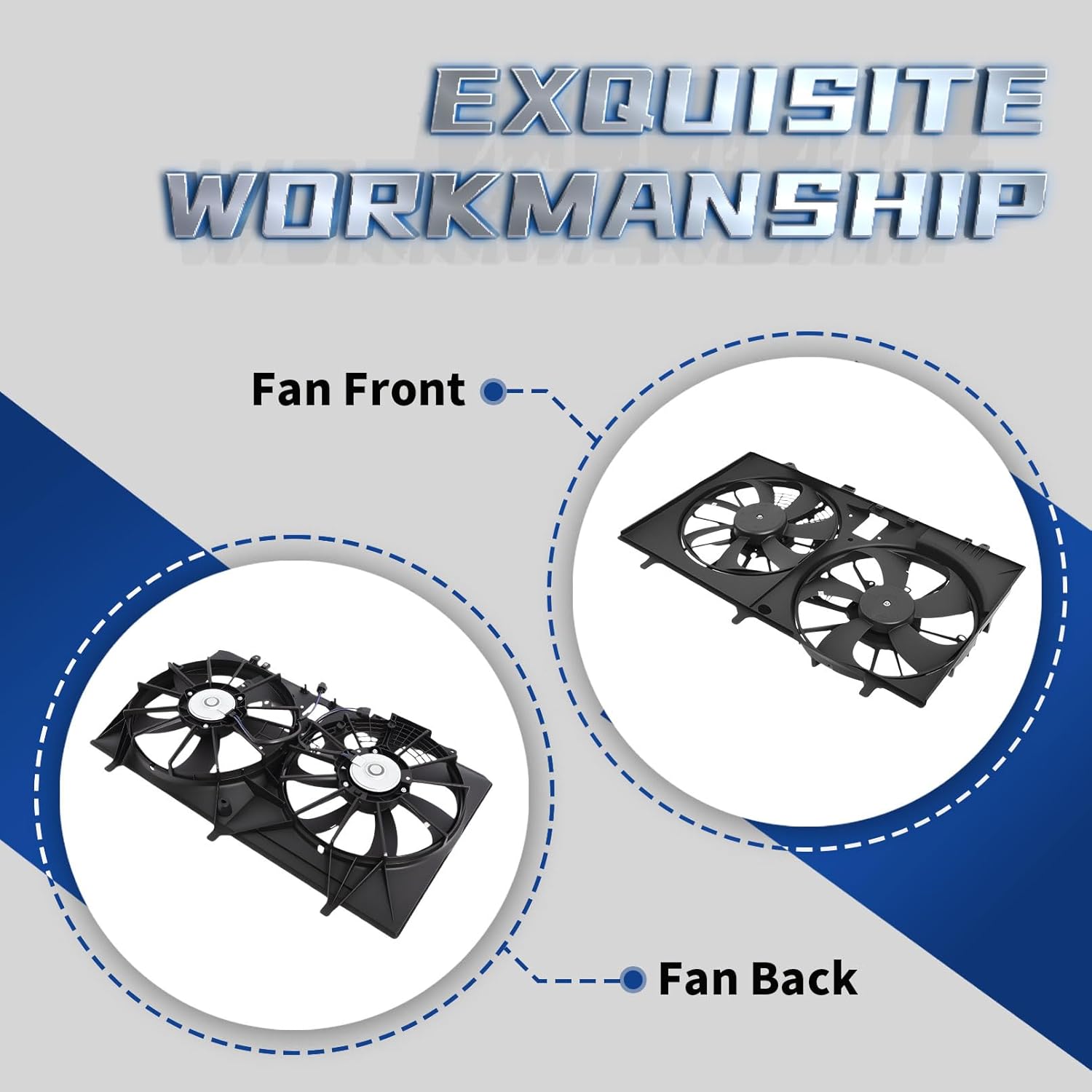 Engine Radiator Cooling Fan Assembly Compatible with Sienna RX350 2010-2016 V6 3.5L Replace 163610P180 163610P440 163630P370 163630P380 Dual Radiator Fans with Shroud