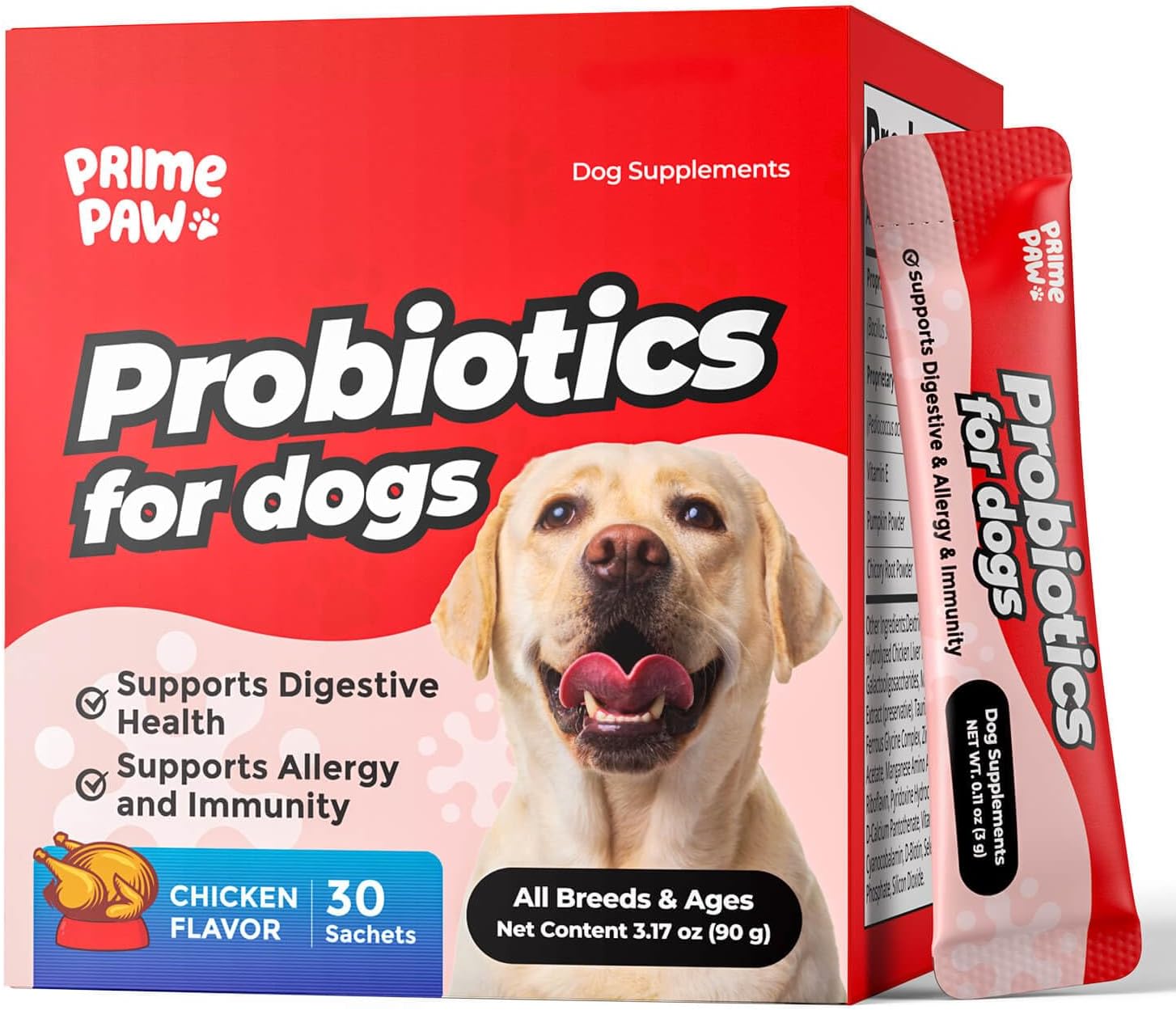 Postbiotics for Dogs Digestive Health, 20 Billion CFU Dog Probiotic with Digestive Enzymes & Pumpkin Powder, Soft Powder, 30 Sachets