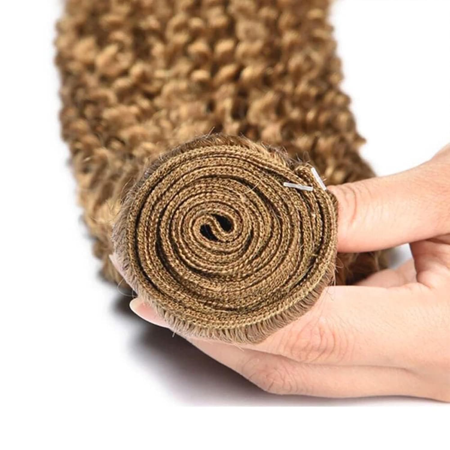 Color #27 Curly Wave Bundles Human Hair 32 Inch Single Honey Blonde Human Hair Extension Curly Wave Human Hiar Bundle 100g