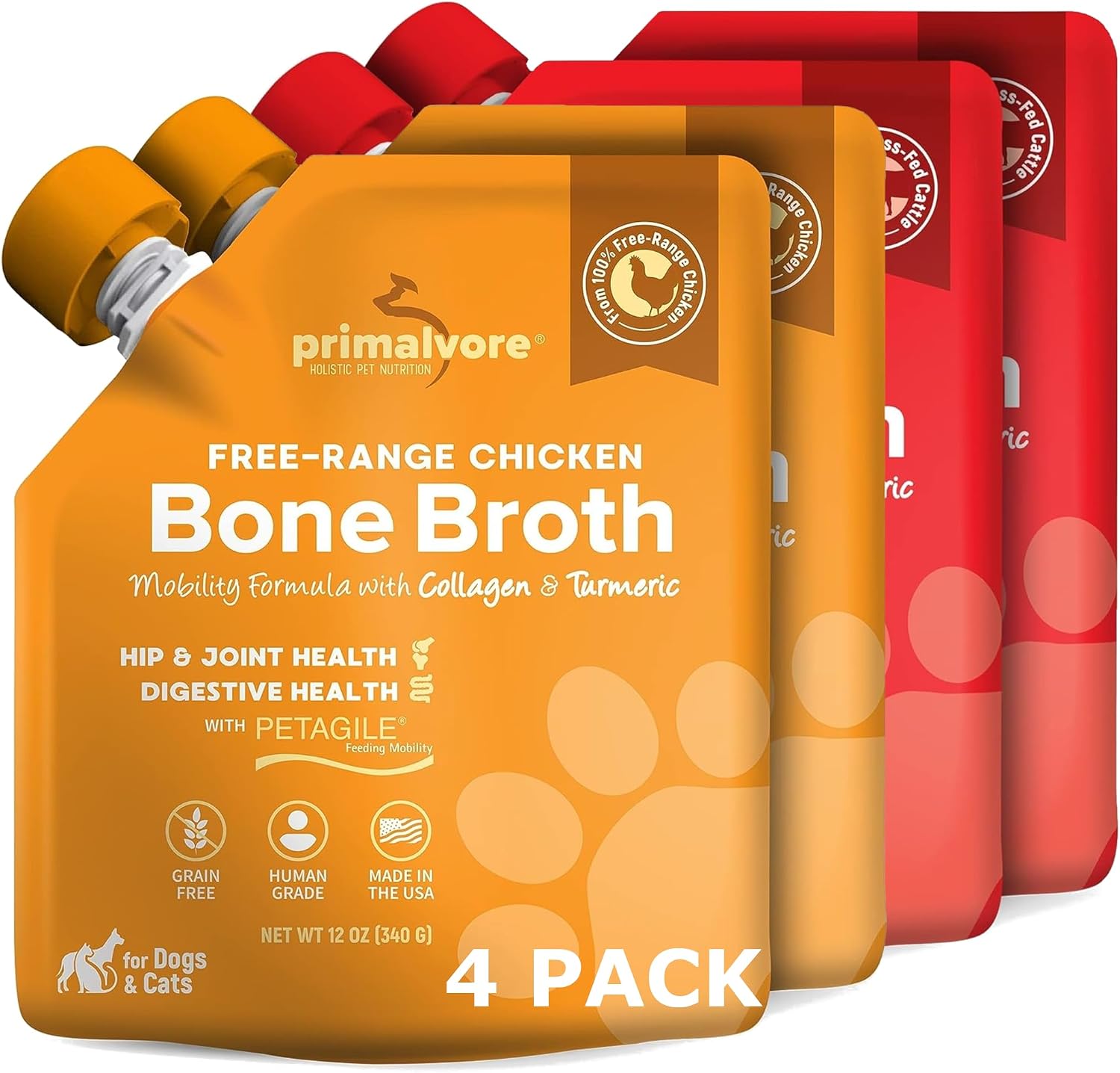 Primalvore FreeRange Bone Broth for Dogs &Cats, Mobility