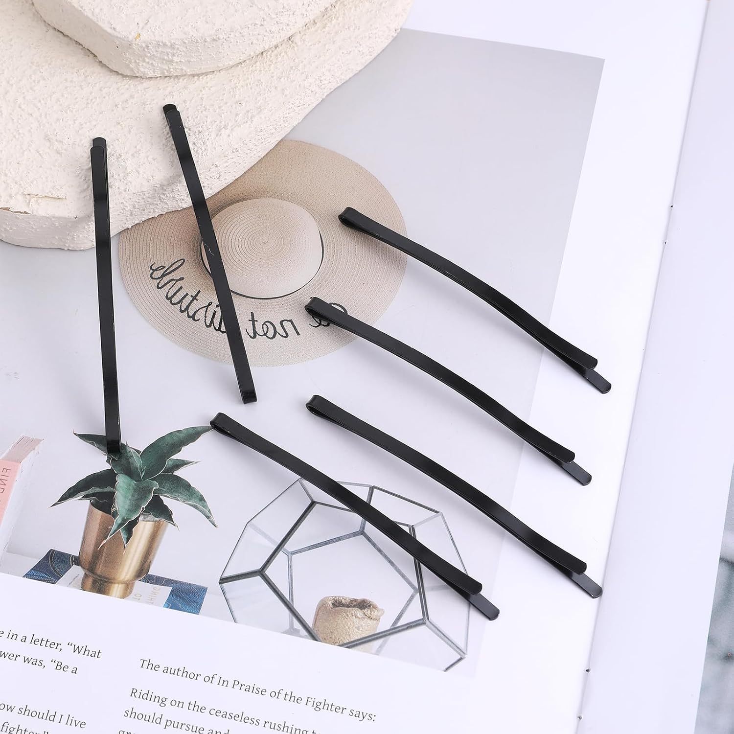 50 Black Jumbo Bobby Pins, 3.3 Inch Curved Jumbo Bobby Pins, Metal Hair Clips Hair Pin, Hair Clips Hairstyle Tools Accessories for Women, Hairpins for Thick Long Updo Hair Style