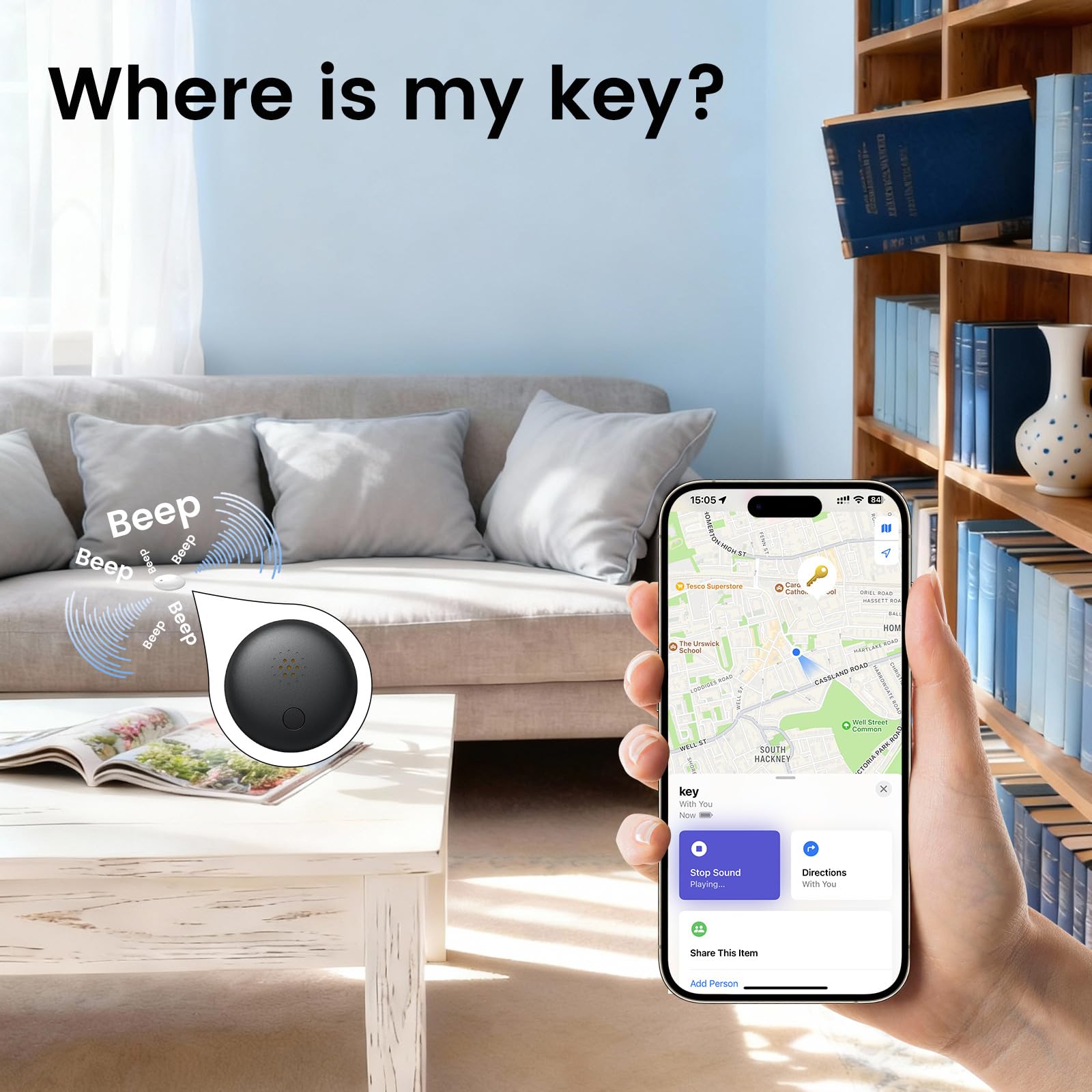 GPS Tracker – Mini Echtzeit-Ortungsgerät ohne monatliche Kosten | Für Auto, Kinder, Hunde & Katzen | Magnetisch & Unauffällig | Kompatibel mit iOS (Nur iOS)