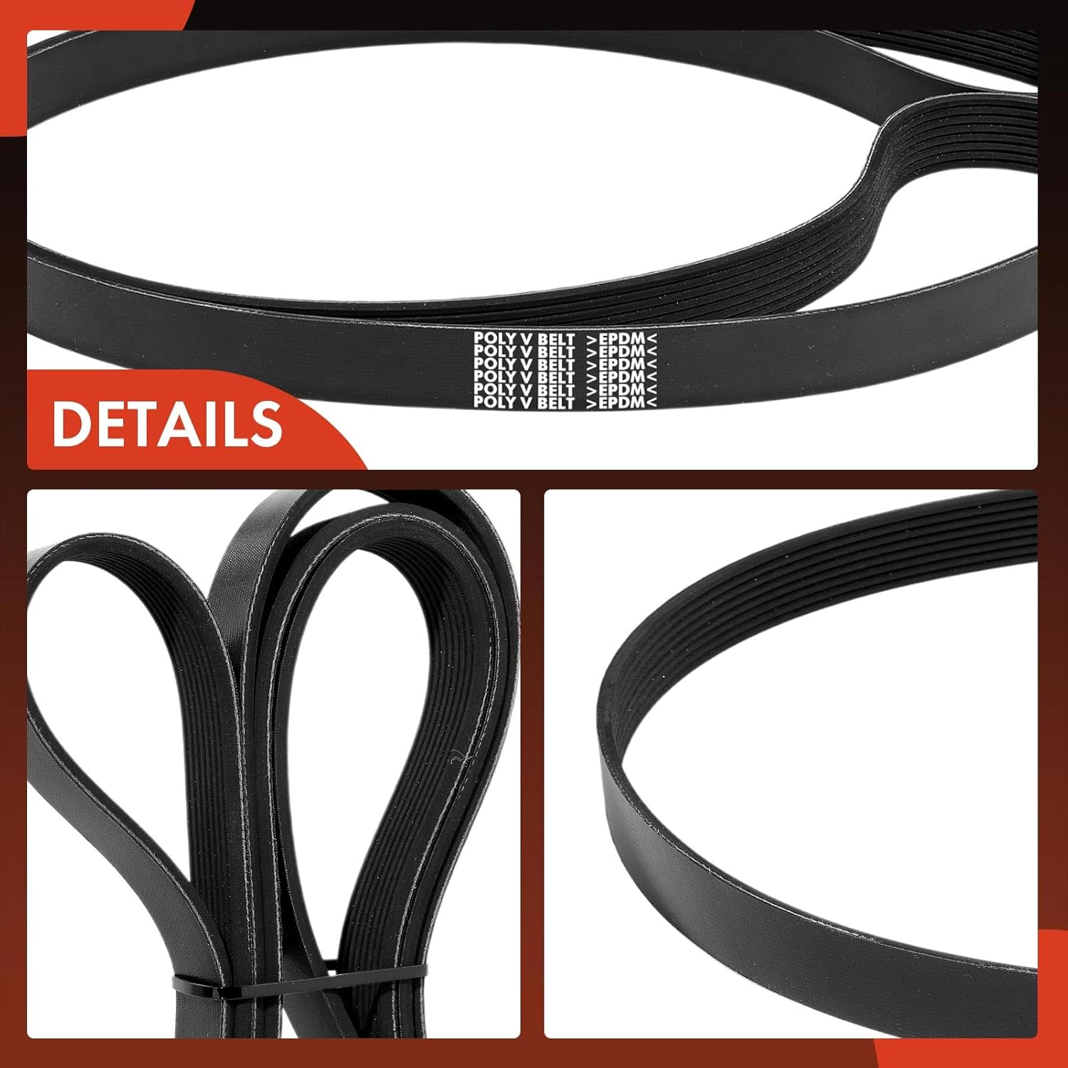 A-Premium Serpentine Belt 91.34 In For Freightliner, Kenworth & Peterbilt Cars - 108SD 2019, M2 106, T660, T680, T800, T880, W900, 365, 367, 384, 386, 388, 389, 567, 579 & More