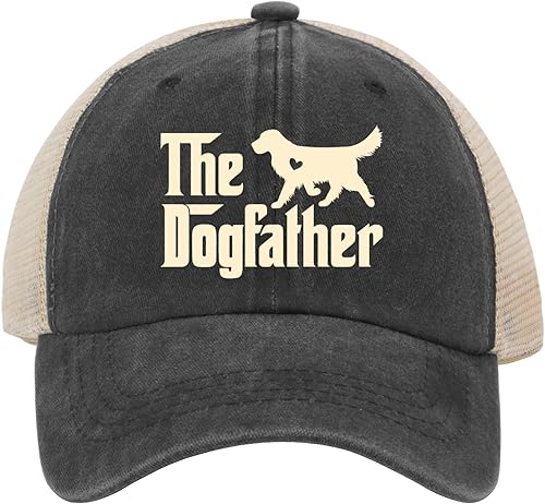Golden Retriever - Gorro de perro para hombre, diseño de perro y papá, gorra Golden Retriever para hombres, Negro (Allblack)