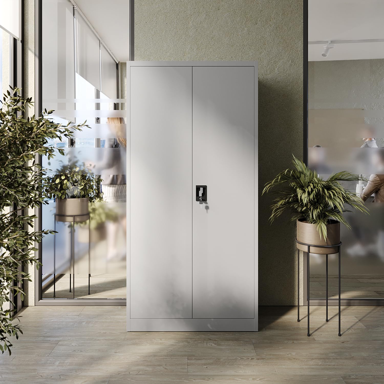 Muralo Armadio Archivio Metallico 185x90x40 cm - Grigio