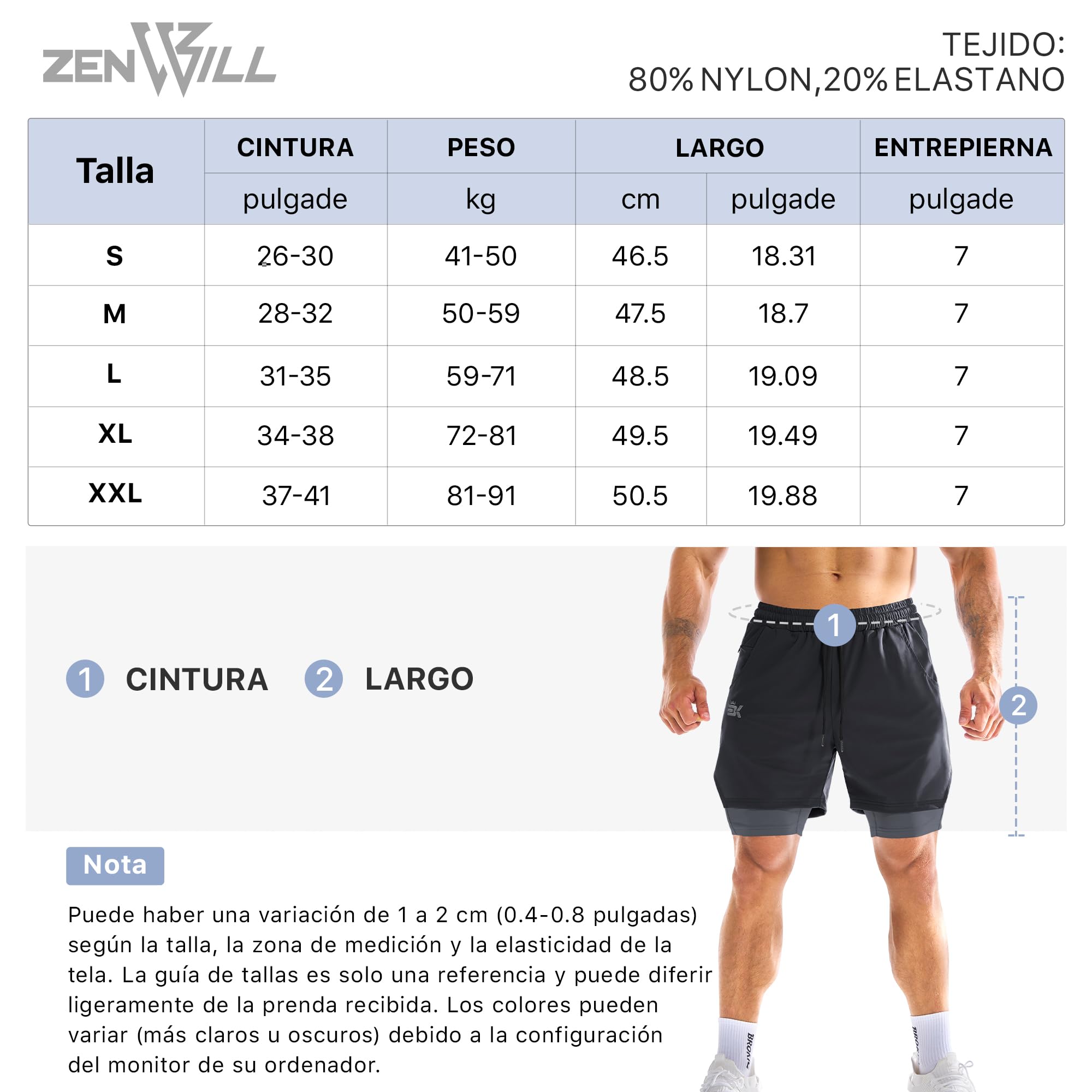 ZENWILL DualArmor Męskie spodenki do biegania na zamek błyskawiczny 2 w 1 męskie spodenki sportowe na siłowni szybkoschnące