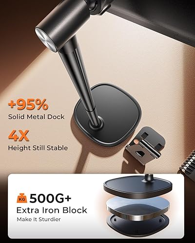 Miniatura 7 de DIMONCOAT Soporte de tableta de altura ajustable para escritorio, soporte para tableta Rotación de 360 Accesorios de tableta de escritorio para