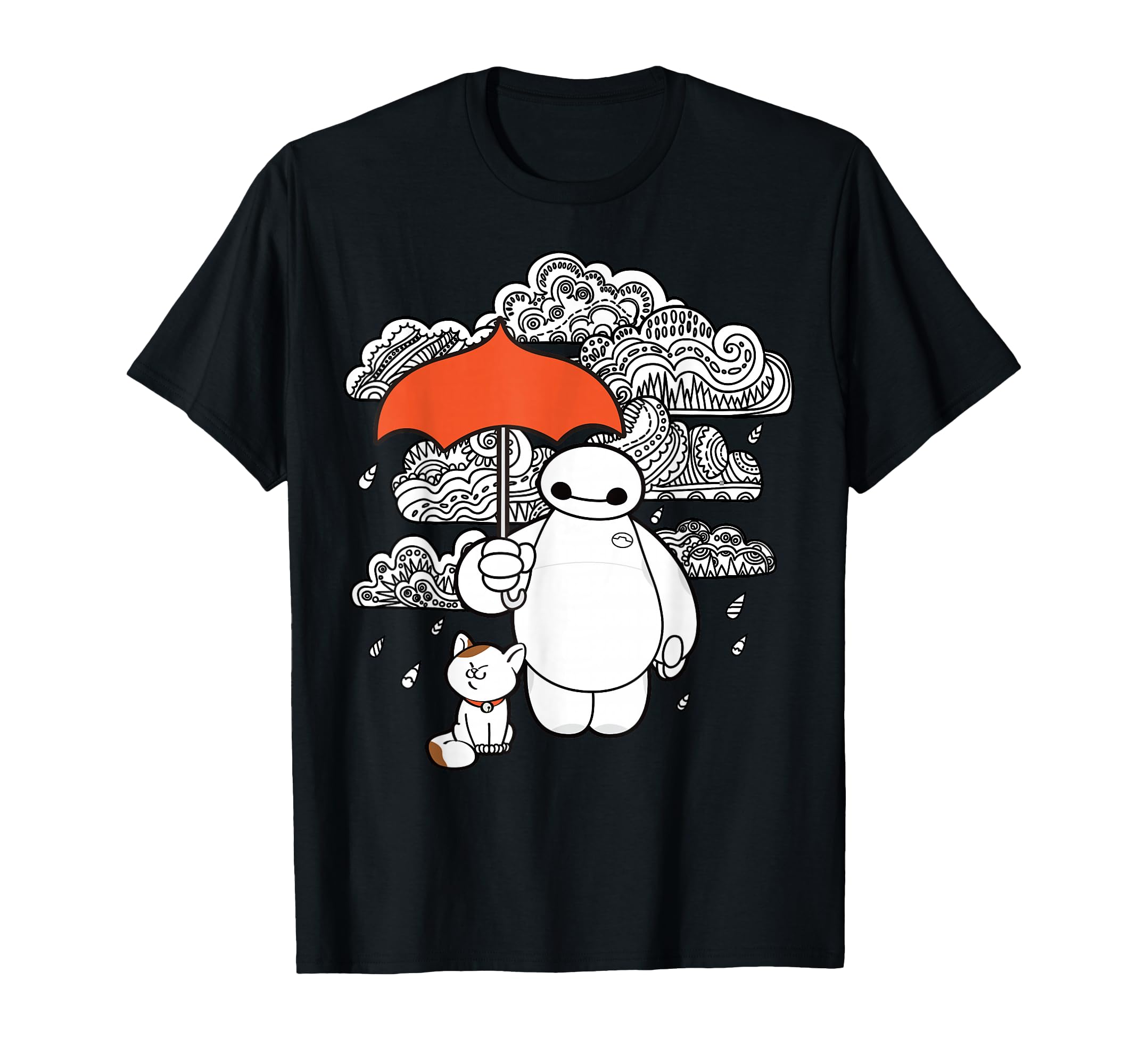 Disney Big Hero 6 Baymax Patterned Rain Clouds Portrait T-Shirt