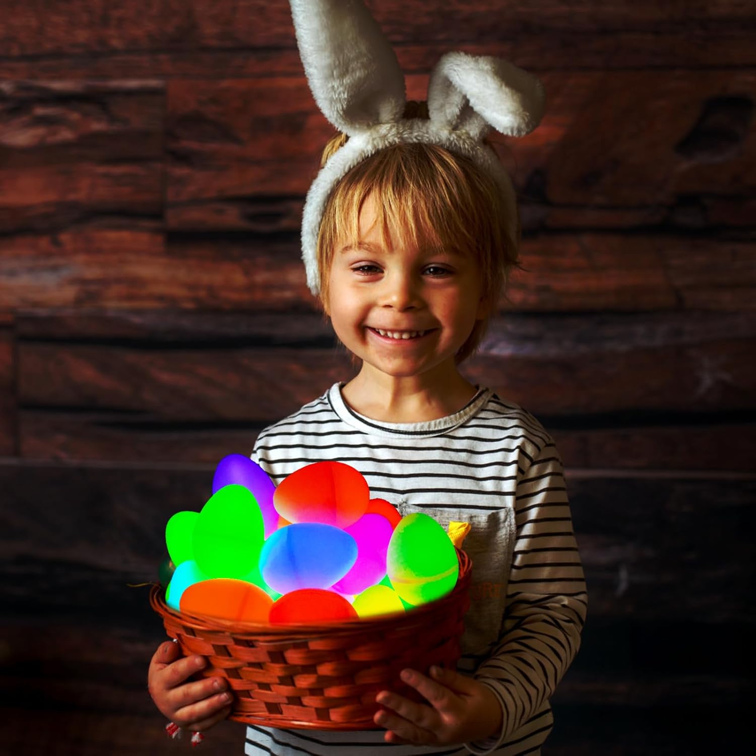 MGparty Glow in The Dark Easter Eggs, 48 Plastic Eggs with 96 Mini Glow Sticks for Kids Easter Basket Stuffers Party Favors Egg Hunt Supplies and Easter Decorations