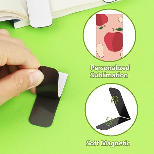 Miniatura 6 de 48 marcapáginas magnéticos de sublimación, marcadores de libros en blanco, clips de página magnéticos para niños, estudiantes, profesores, escuela,