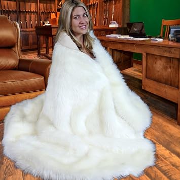 Fur Accents Sumptuous Luxury Faux Fur Throw Blanket - Designer Quality Made in America, Winter Fox