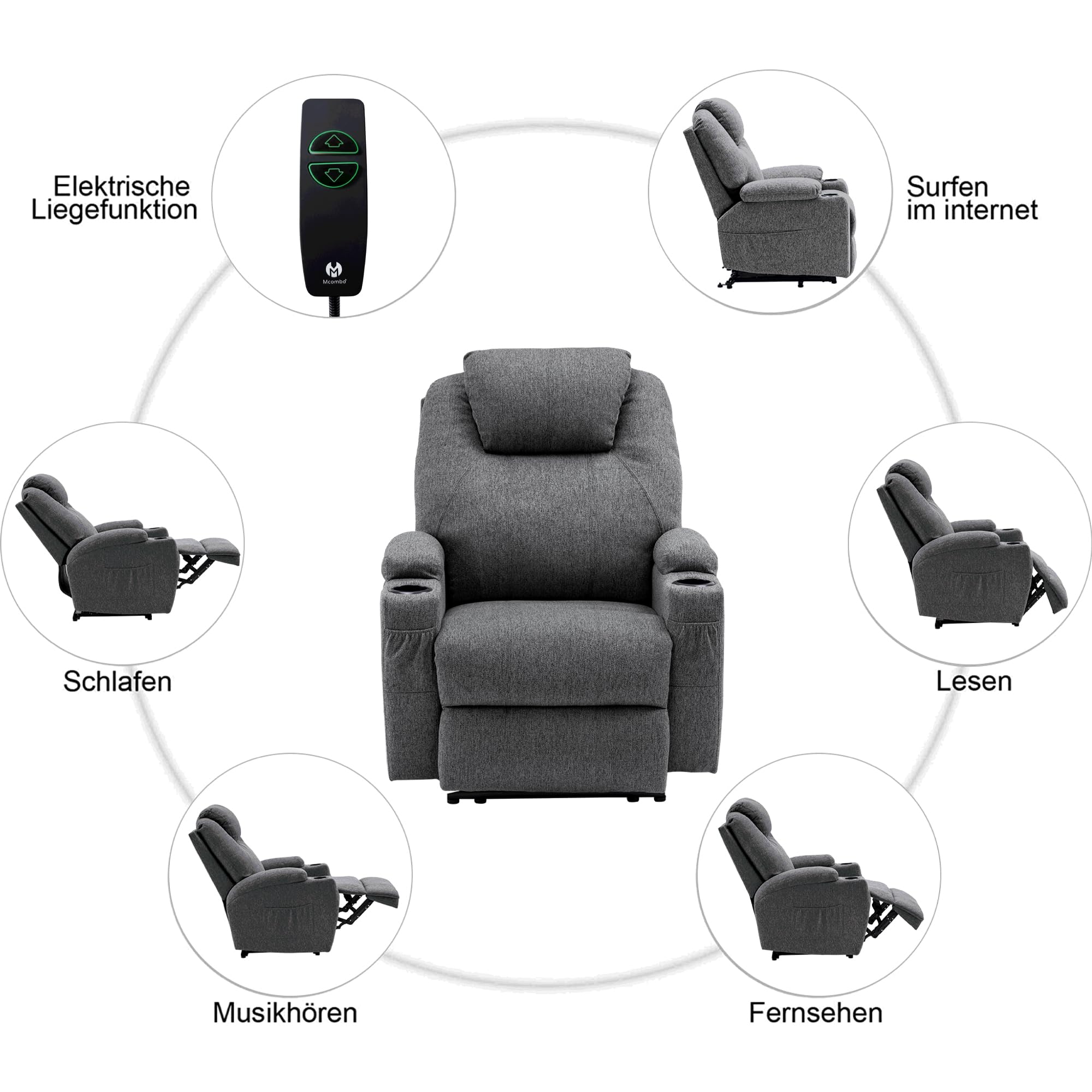 M MCombo Elektrisch Relaxsessel Massagesessel Fernsehsessel 