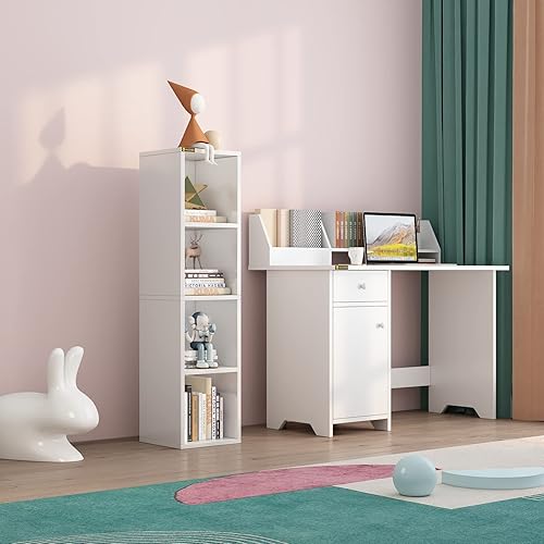 Miniatura 2 de ALISENED Estantería estrecha de 458 pulgadas estantería pequeña de esquina de madera con 4 estantes organizador de almacenamiento de cubos delgados