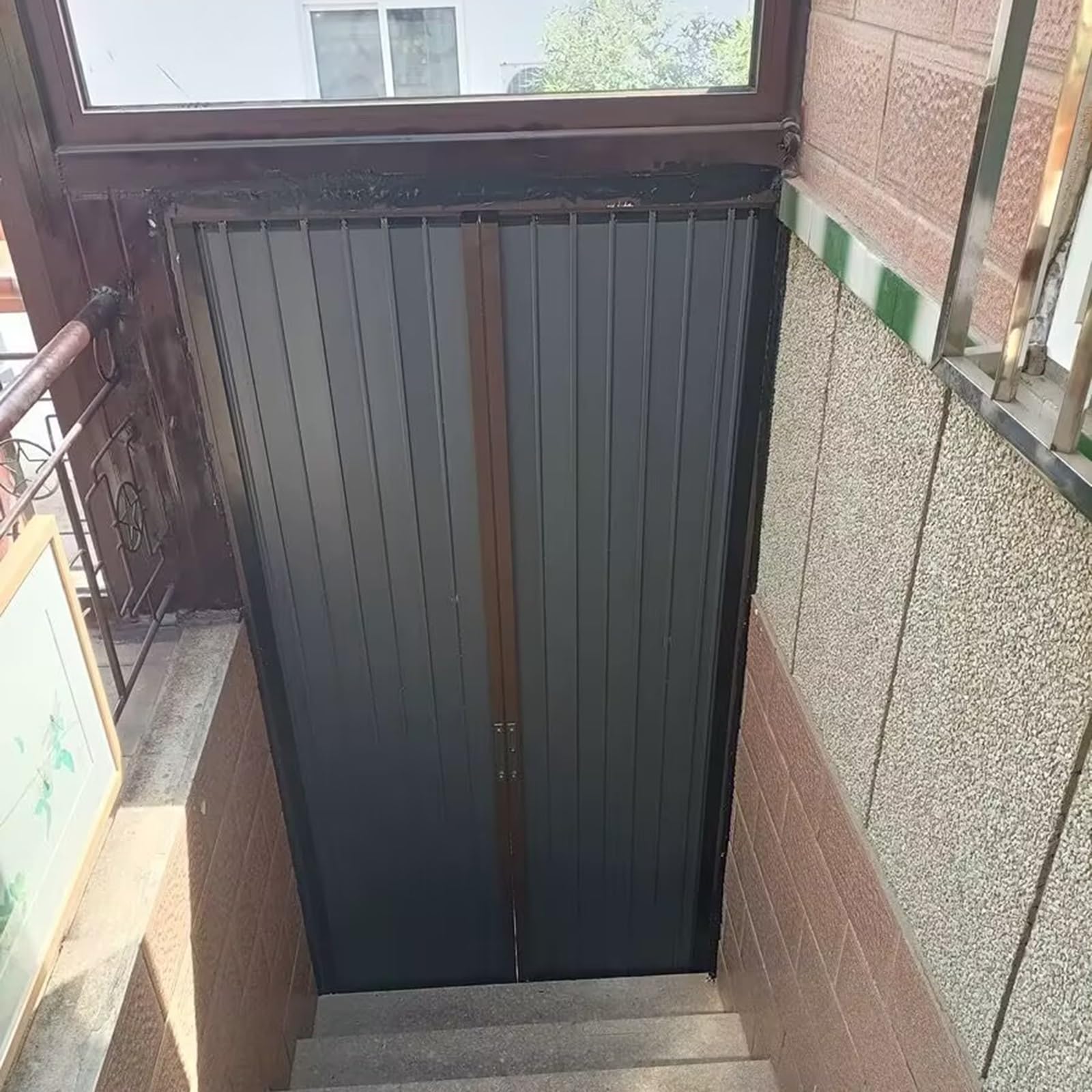 Puertas abatibles Puerta Plegable de Aluminio con Cerradura para Interiores/Exteriores, Puertas correderas Tipo acordeón Personalizables con Marco, para sótanos/áticos/lavaderos