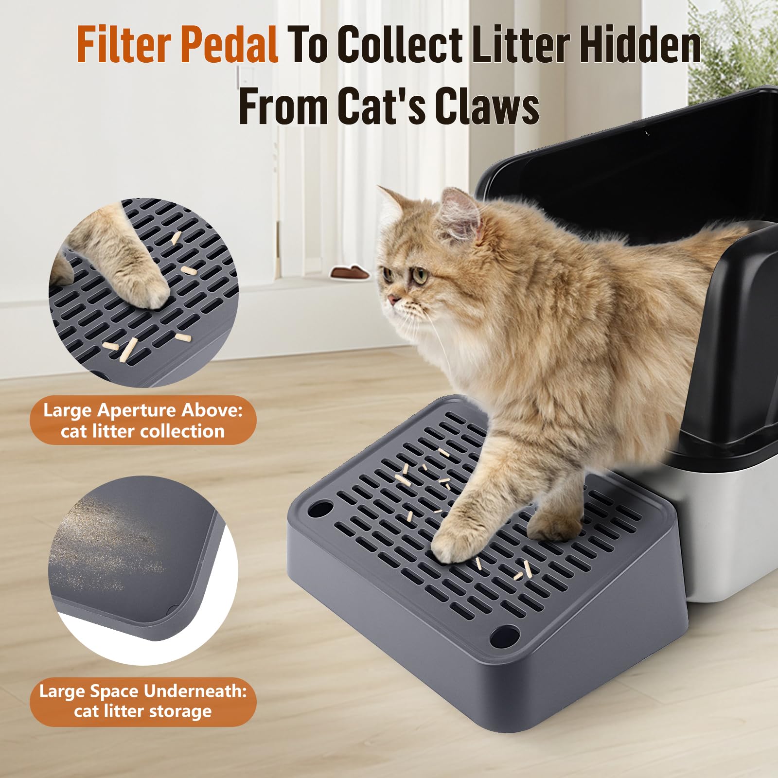 Katze Rampe, Katzentreppe, erhöhte Treppen & Stufen für Katze, Wurf Filter Pedal für Kätzchen alte Katzen Katzentoilette, leicht zu reinigen (Dunkelgrau)
