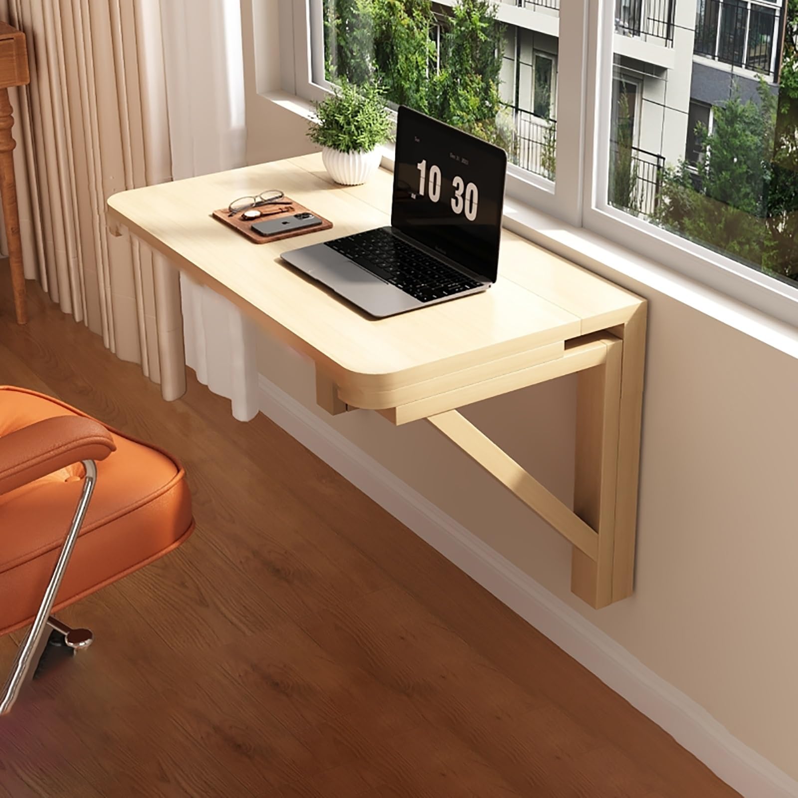 ZHANGGL Space-Saving Wall-Mounted Fold Down Table Small Drop-Leaf Workbench for Kitchen Laundry or Restaurant - Versatile Folding Dining Table for Limited Spaces.
