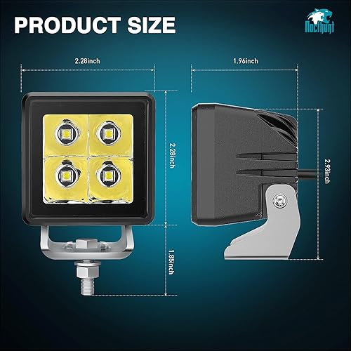Miniatura 2 de Nilight 2 cápsulas LED para motocicleta, 2 unidades, 2 pulgadas, 20 W, haz de punto cuadrado, mini luz de trabajo de conducción integrada EMC